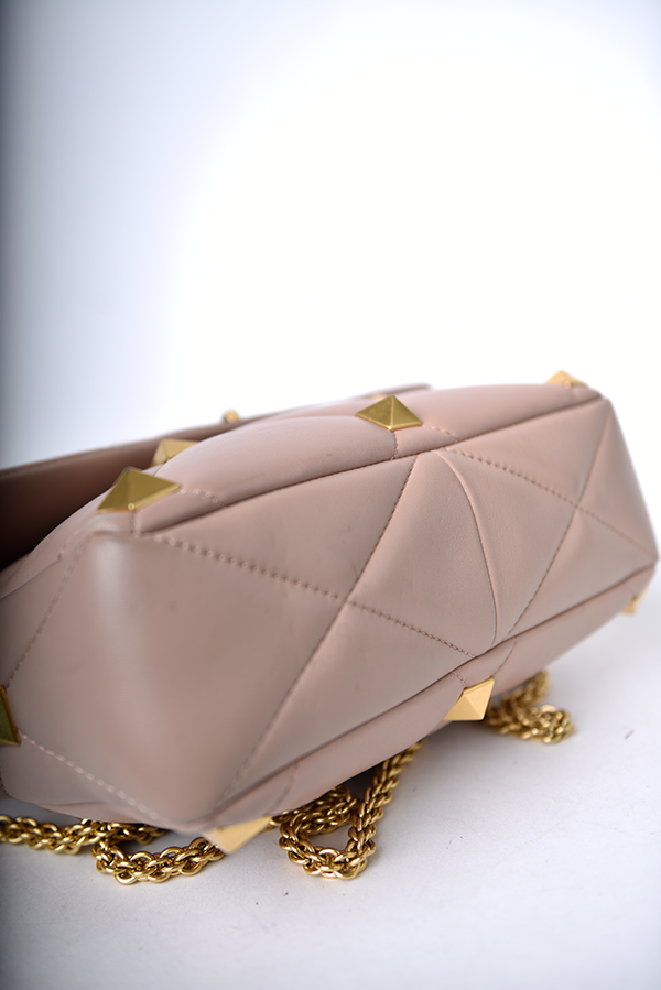 Roman Stud Foldover Top Shoulder Bag