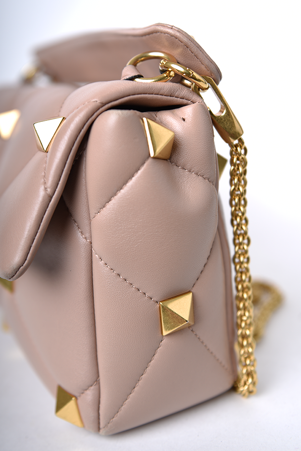 Roman Stud Foldover Top Shoulder Bag