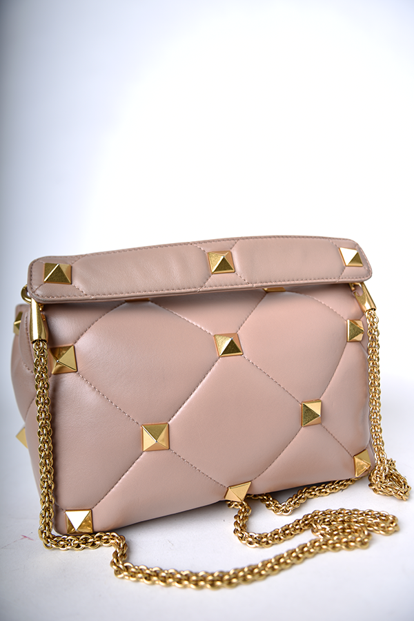 Roman Stud Foldover Top Shoulder Bag