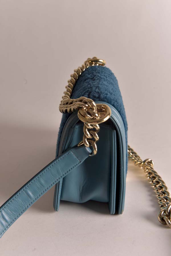 Shearling Sheepskin Boy Bag on Chain