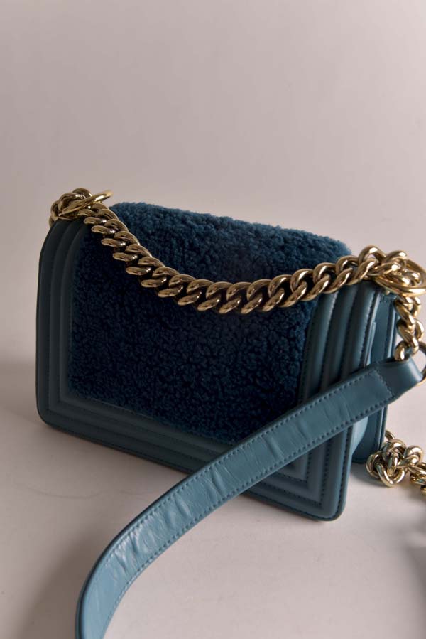 Shearling Sheepskin Boy Bag on Chain