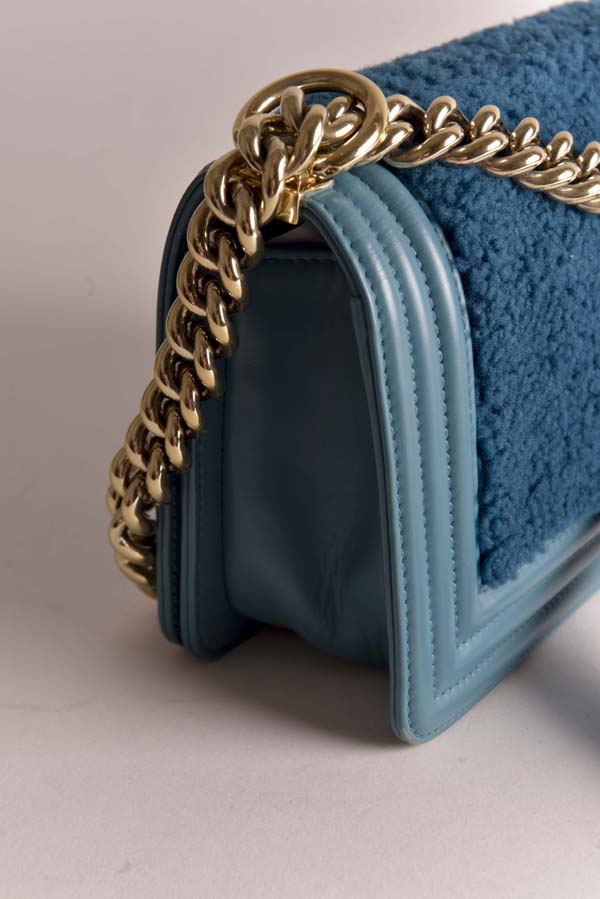 Shearling Sheepskin Boy Bag on Chain