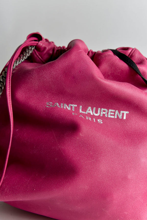 Leather Teddy Drawstring Bag