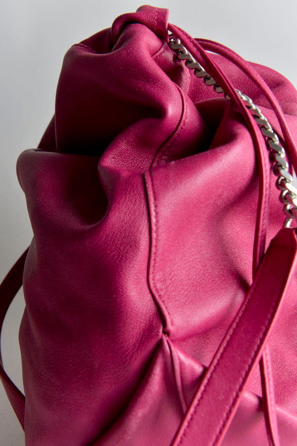 Leather Teddy Drawstring Bag