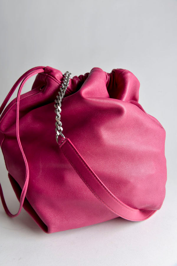 Leather Teddy Drawstring Bag