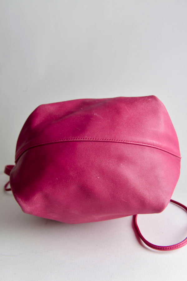 Leather Teddy Drawstring Bag