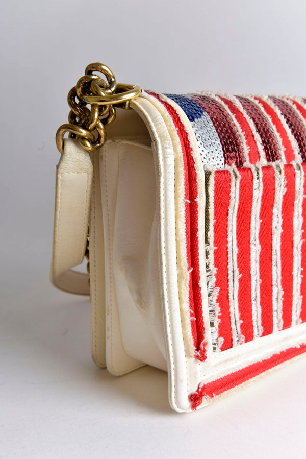 Sequin Canvas Paris-Cuba Multicolor Medium Boy Bag
