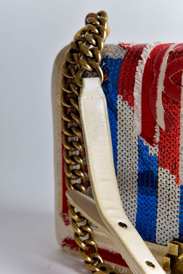 Sequin Canvas Paris-Cuba Multicolor Medium Boy Bag