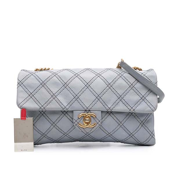 Jumbo Quilted Calfskin Triple Stitched Flap