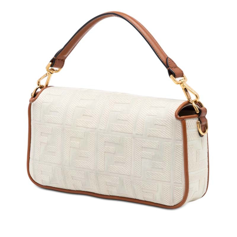 Zucca Embroidered Canvas Baguette Satchel