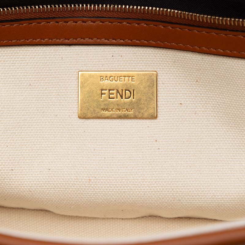 Zucca Embroidered Canvas Baguette Satchel