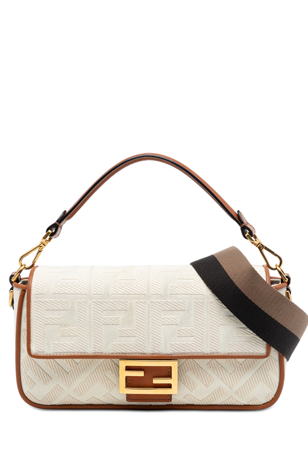 Zucca Embroidered Canvas Baguette Satchel