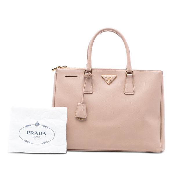 Large Saffiano Lux Galleria Double Zip Tote