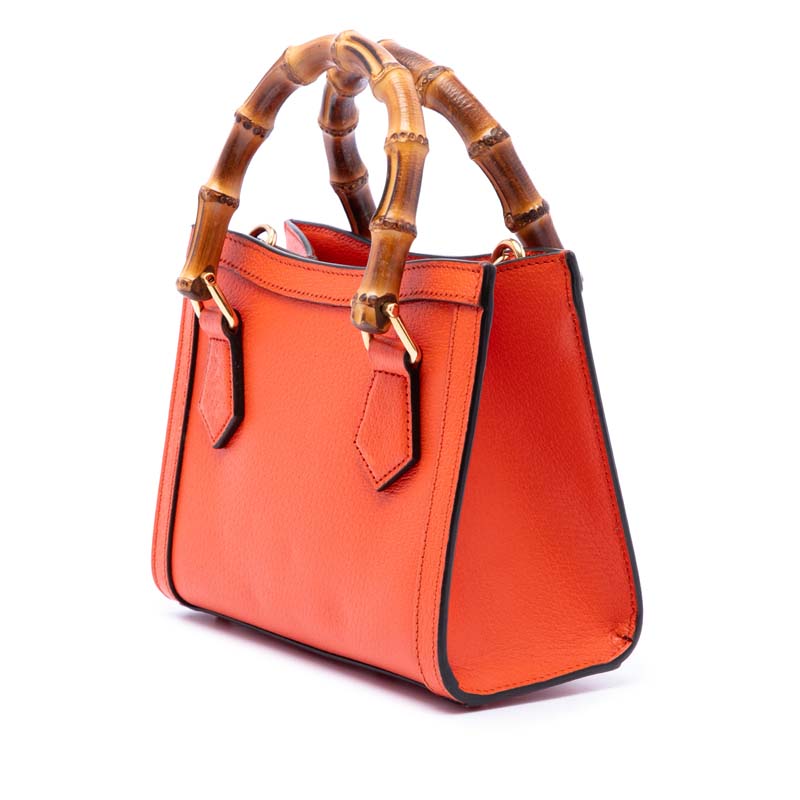 Small Calfskin Bamboo Diana Satchel