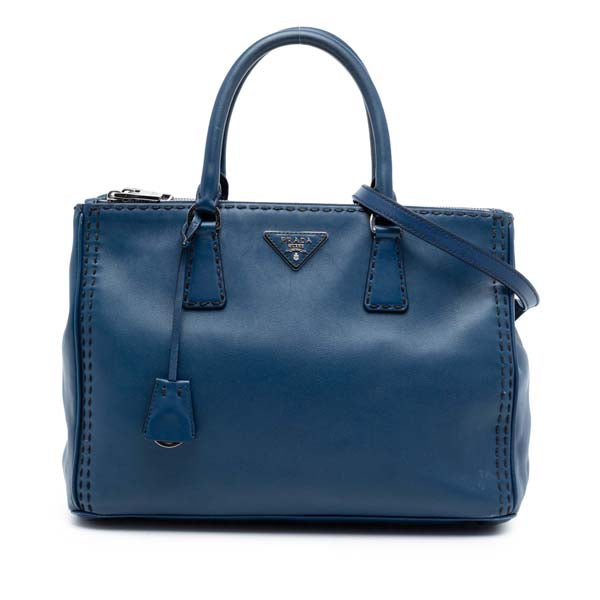 Medium City Calf Hand Stitched Galleria Double Zip Satchel