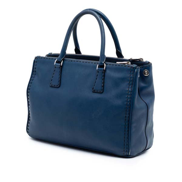 Medium City Calf Hand Stitched Galleria Double Zip Satchel