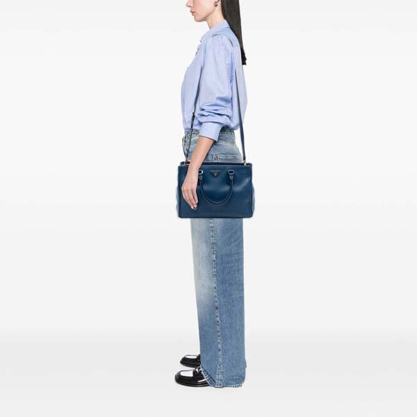 Medium City Calf Hand Stitched Galleria Double Zip Satchel