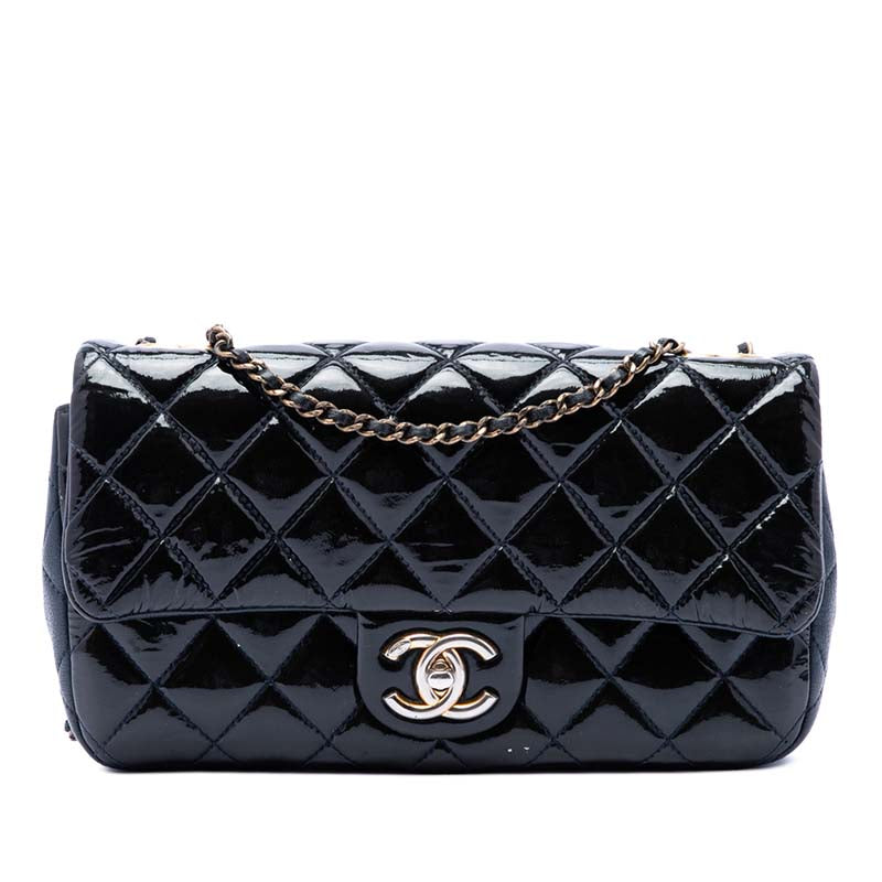 Paris Salzburg Medium Patent and Goatskin CC Eyelet Flap