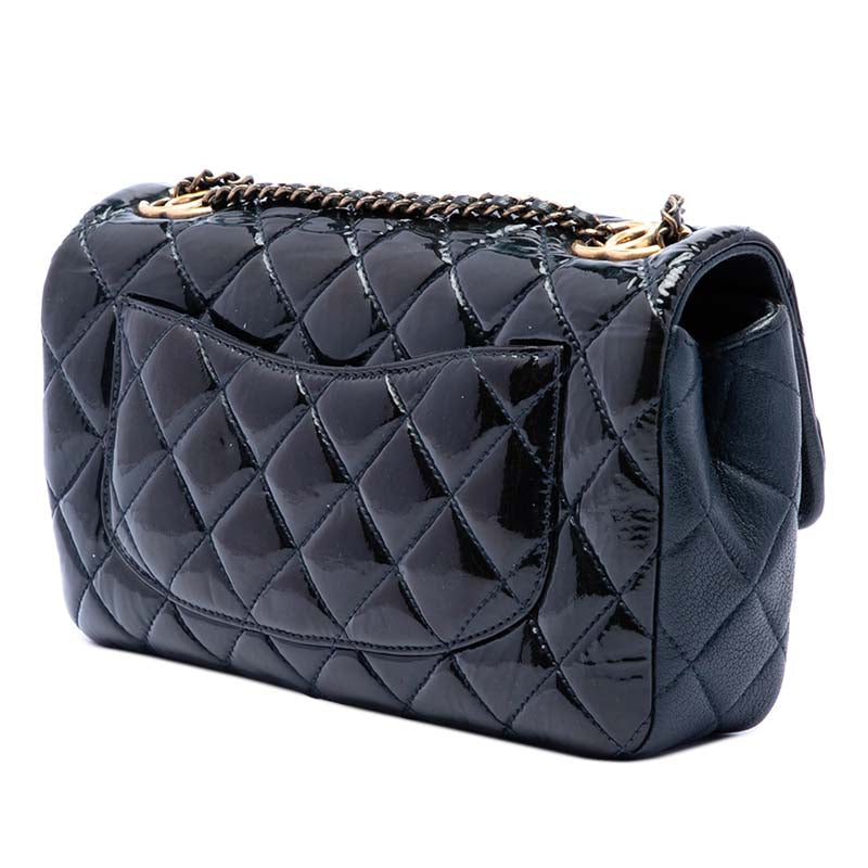 Paris Salzburg Medium Patent and Goatskin CC Eyelet Flap