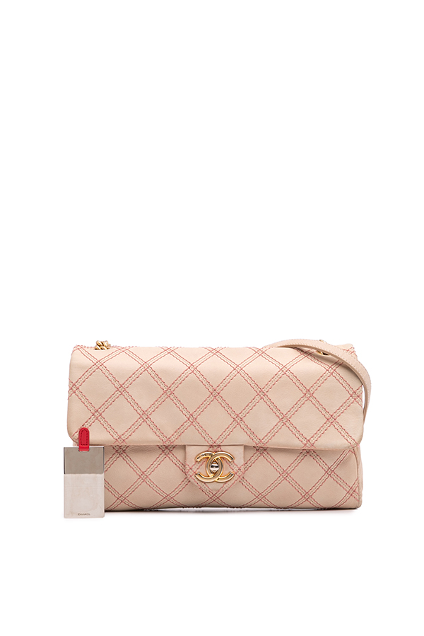 Jumbo Quilted Calfskin Triple Stitched Flap