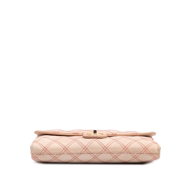 Jumbo Quilted Calfskin Triple Stitched Flap