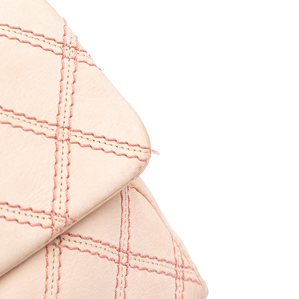 Jumbo Quilted Calfskin Triple Stitched Flap