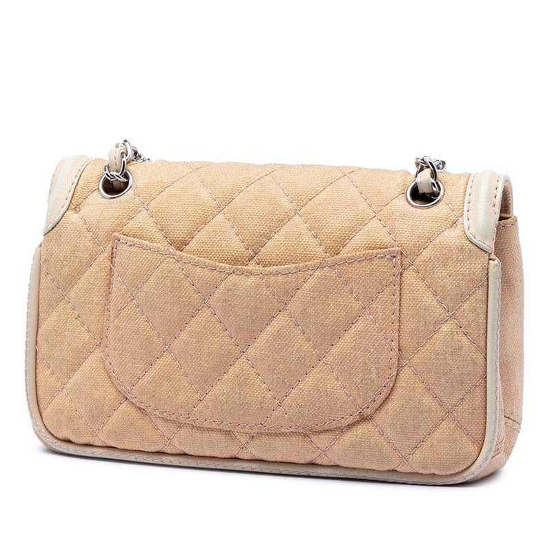 Medium Classic Canvas Lambskin Trimmed Double Flap