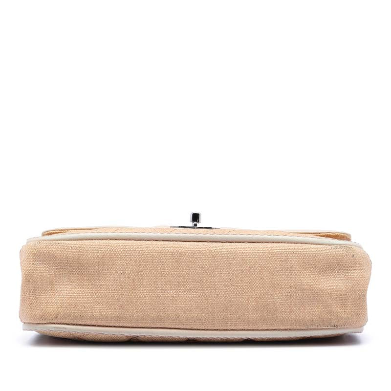 Medium Classic Canvas Lambskin Trimmed Double Flap