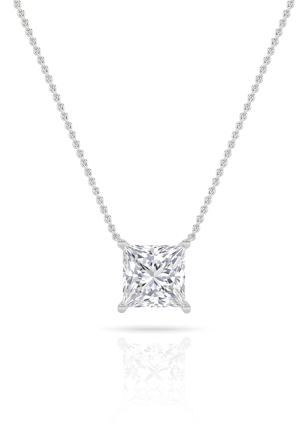Princess Diamond Solitaire Pendant Necklace (1 CTW)