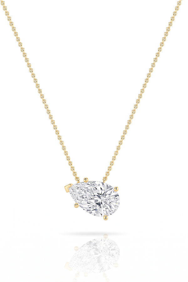 East West Pear Solitaire Diamond Necklace (2 CTW)