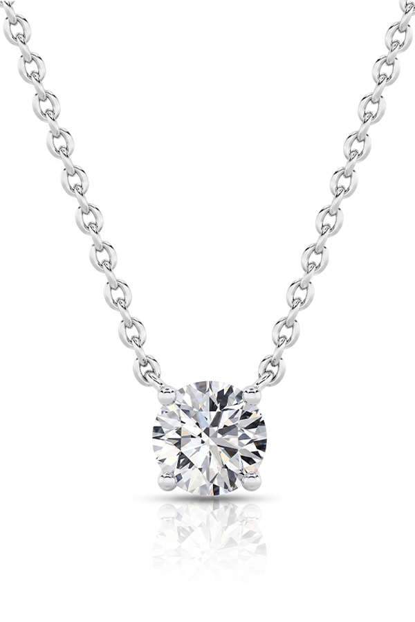 Round Diamond Solitaire Pendant Necklace (1 CTW)