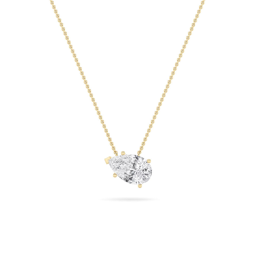 East West Pear Solitaire Diamond Necklace (2 CTW)