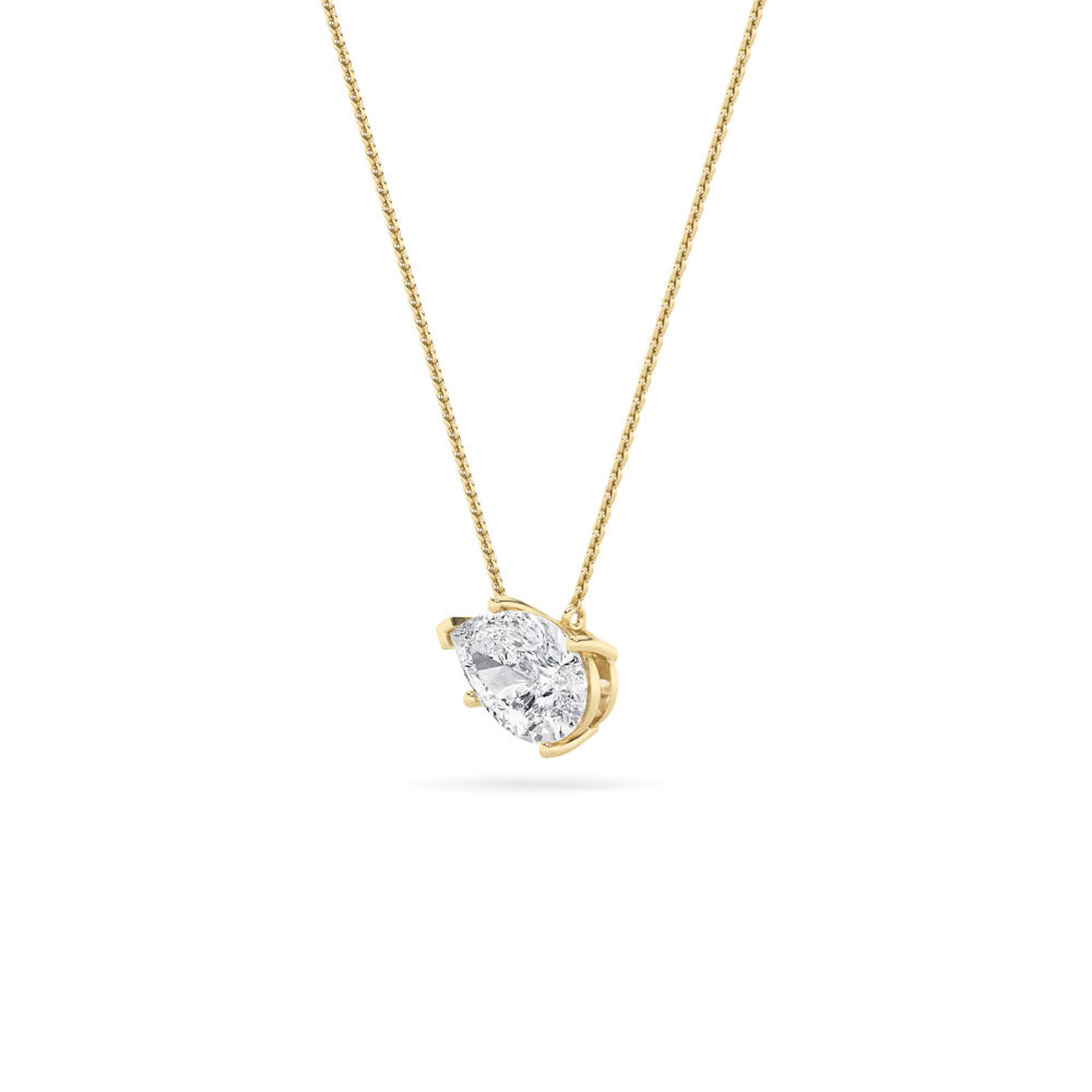 East West Pear Solitaire Diamond Necklace (2 CTW)