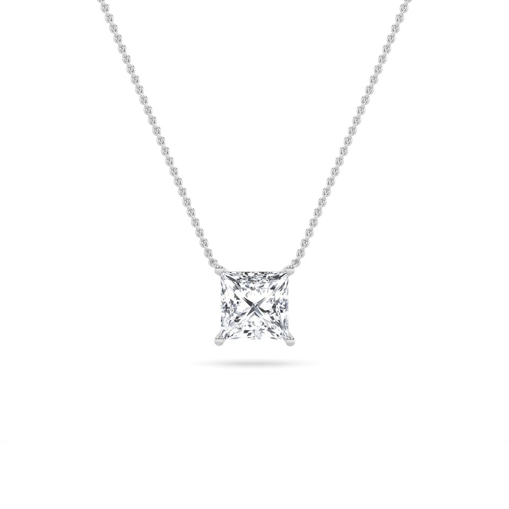 Princess Diamond Solitaire Pendant Necklace (1 CTW)
