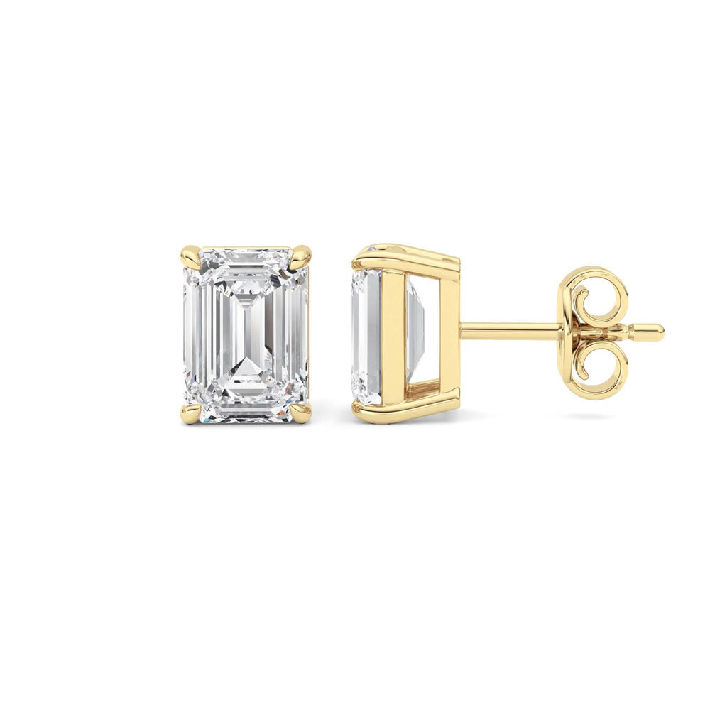 Basket Set Emerald Diamond Stud Earrings (4 CTW)
