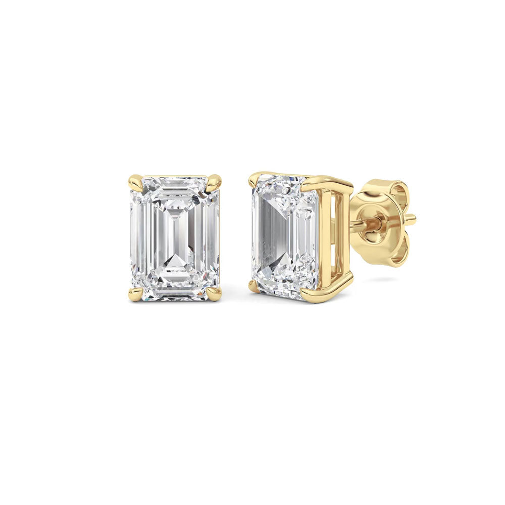 Basket Set Emerald Diamond Stud Earrings (4 CTW)
