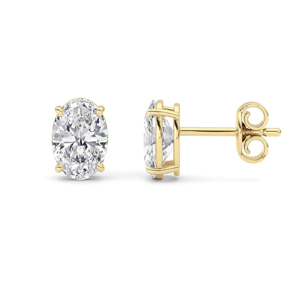 Basket Set Oval Diamond Stud Earring (4 CTW)