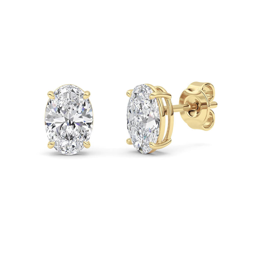 Basket Set Oval Diamond Stud Earring (4 CTW)