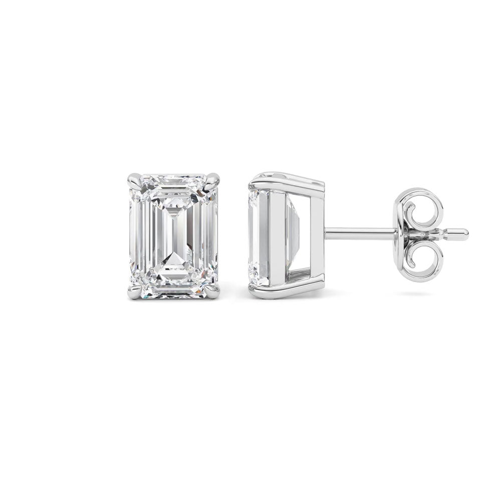 Basket Set Emerald Diamond Stud Earrings (4 CTW)