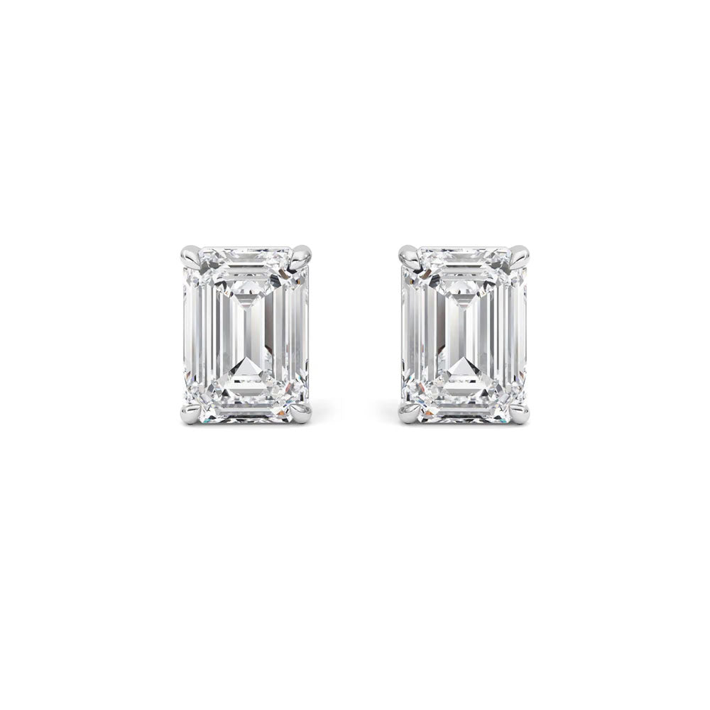 Basket Set Emerald Diamond Stud Earrings (4 CTW)