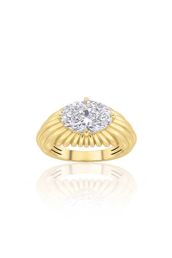 Oval Diamond Fluted Ring (2 CTW)