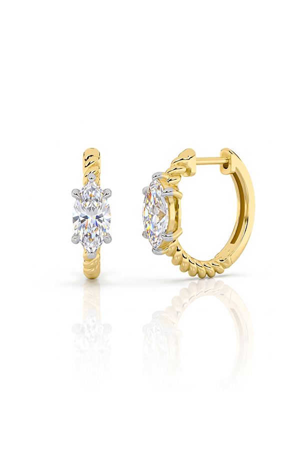 Marquise Diamond Rope Hoop Earrings (1 CTW)