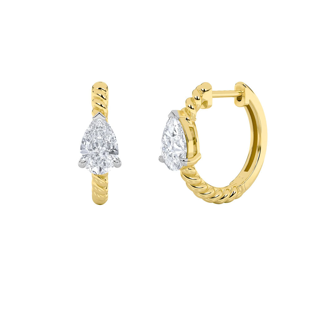 Pear Diamond Rope Hoop Earring (1 CTW)