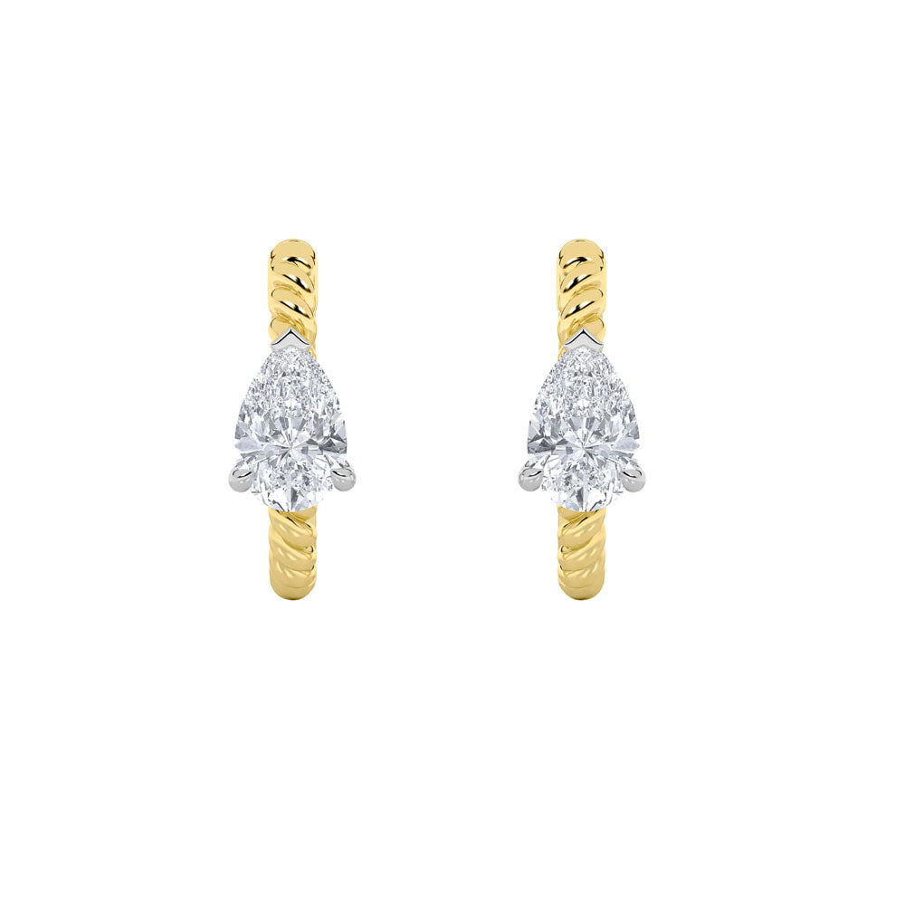 Pear Diamond Rope Hoop Earring (1 CTW)