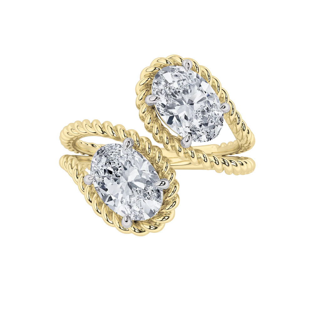 Rope Toi et Moi Oval Diamond Ring (2 CTW)