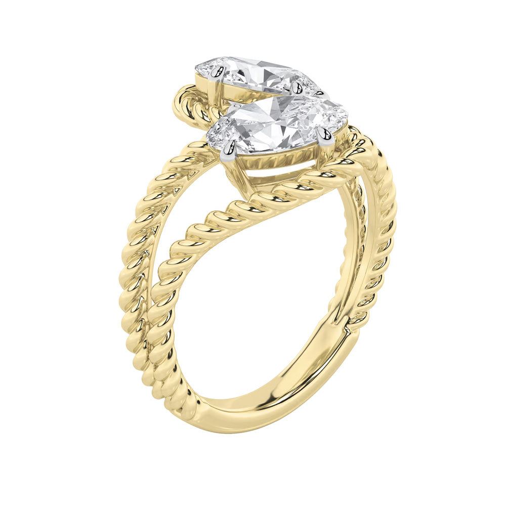 Rope Toi et Moi Oval Diamond Ring (2 CTW)