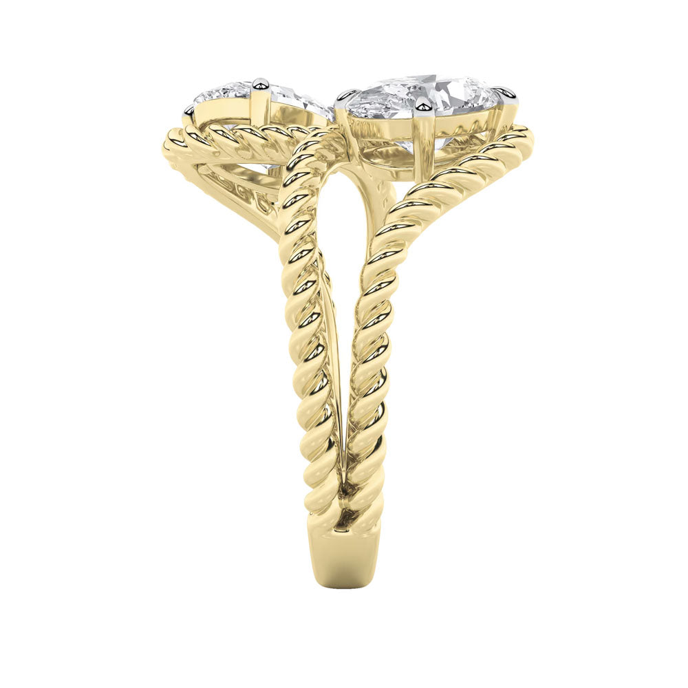 Rope Toi et Moi Oval Diamond Ring (2 CTW)
