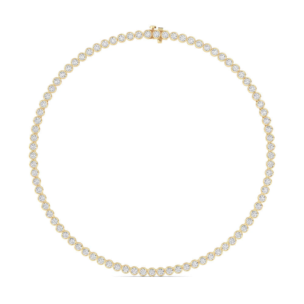 East West Bezel Set Emerald Tennis Necklace (20 CTW)