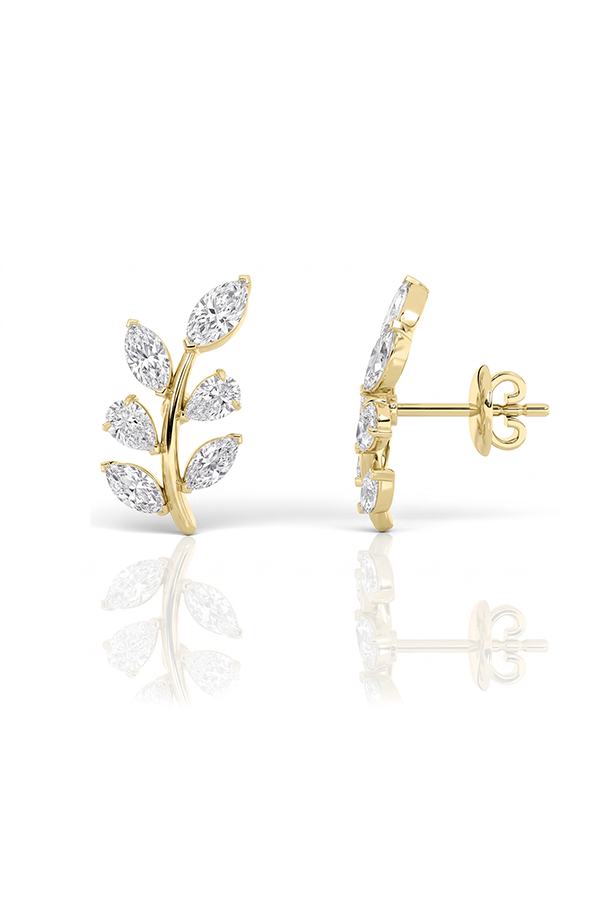 Leaf Motif Marquise Earrings (2 CTW)