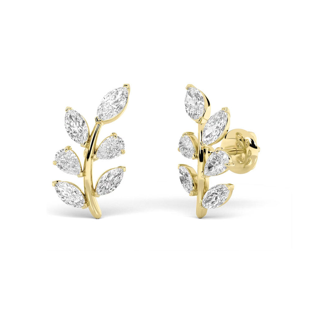 Leaf Motif Marquise Earrings (2 CTW)